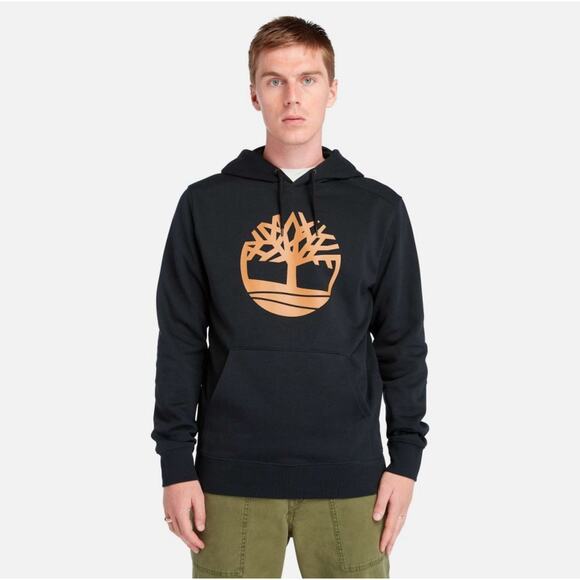 Timberland Mens Large Black Hoodie Sweatshirt Tree Logo Casual Wheat Boot Large - Picture 1 of 13